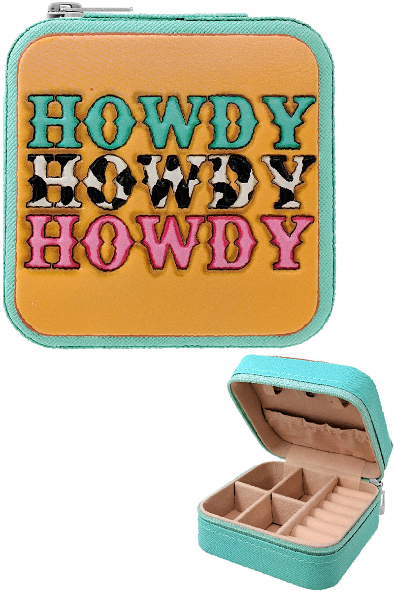 Western HOWDY Tooled Leather Jewelry BOX