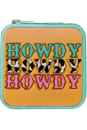 Western HOWDY Tooled Leather Jewelry BOX