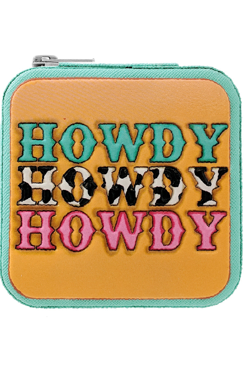 Western HOWDY Tooled Leather Jewelry BOX