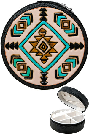 WESTERN AZTEC TRAVEL JEWELRY CASE