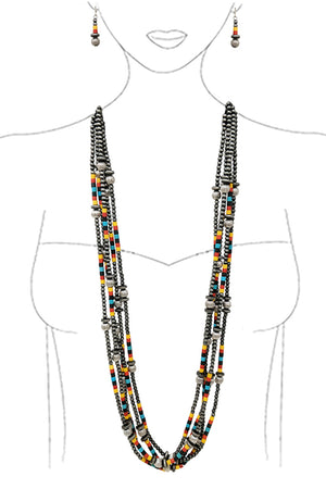 WESTERN NAVAJO PEARL GEMSTONE BEADS NECKLACE SET