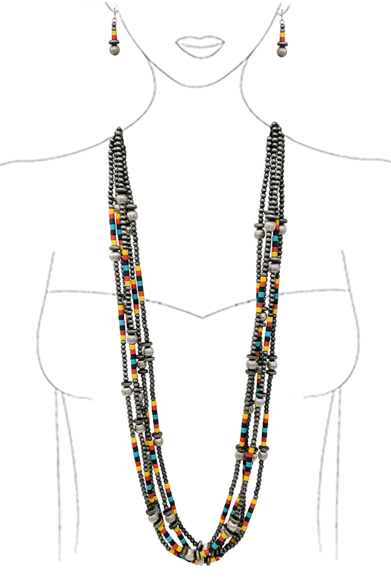 WESTERN NAVAJO PEARL GEMSTONE BEADS NECKLACE SET