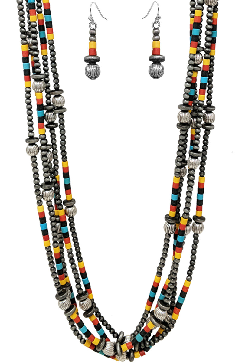 WESTERN NAVAJO PEARL GEMSTONE BEADS NECKLACE SET