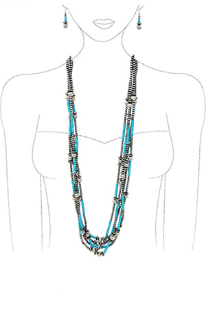 WESTERN NAVAJO PEARL GEMSTONE BEADS NECKLACE SET