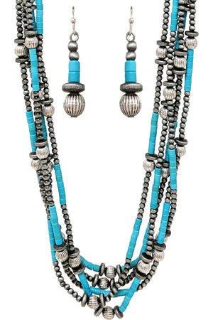 WESTERN NAVAJO PEARL GEMSTONE BEADS NECKLACE SET