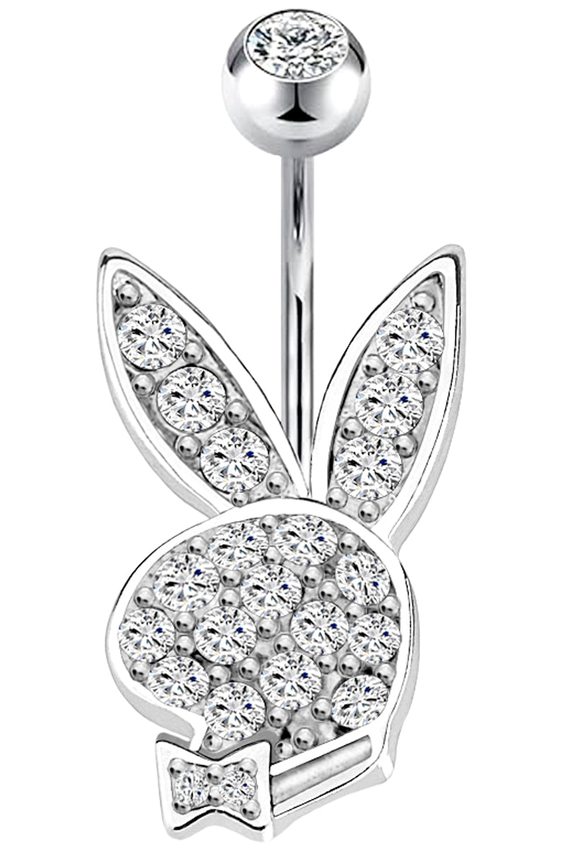 RHINESTONE RABBIT SURGICAL STEEL BELLY BUTTON RING