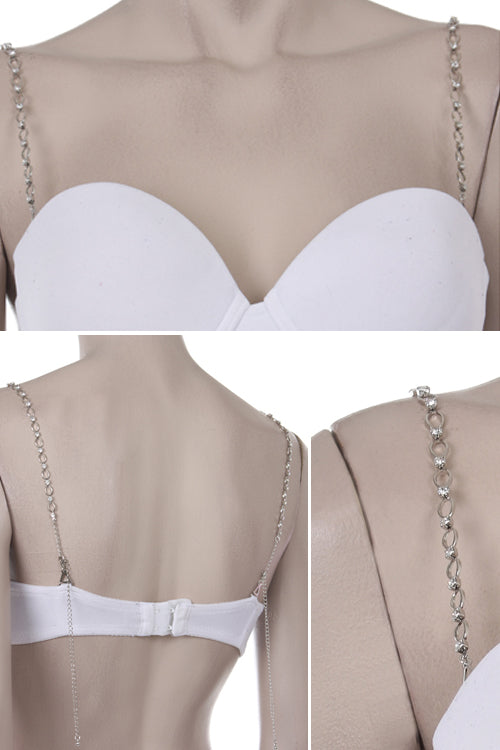 RHINESTONE OPEN OVAL CASTING EXTENSIONAL ADJUSTMENT BRA STRAP