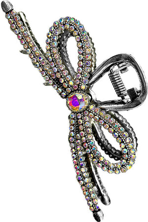 RHINESTONE PAVE RIBBON SHAPED HAIR CLAW CLIP