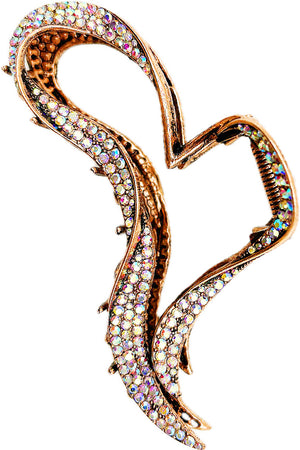 RHINESTONE PAVE HEART SHAPED HAIR CLAW CLIP