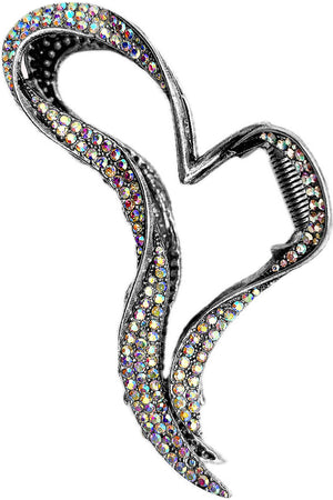 RHINESTONE PAVE HEART SHAPED HAIR CLAW CLIP