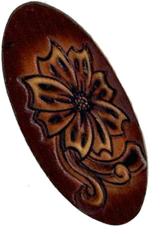 WESTERN CONCHO PAISLEY FLOWER PATTERN LEATHER HAIR PIN