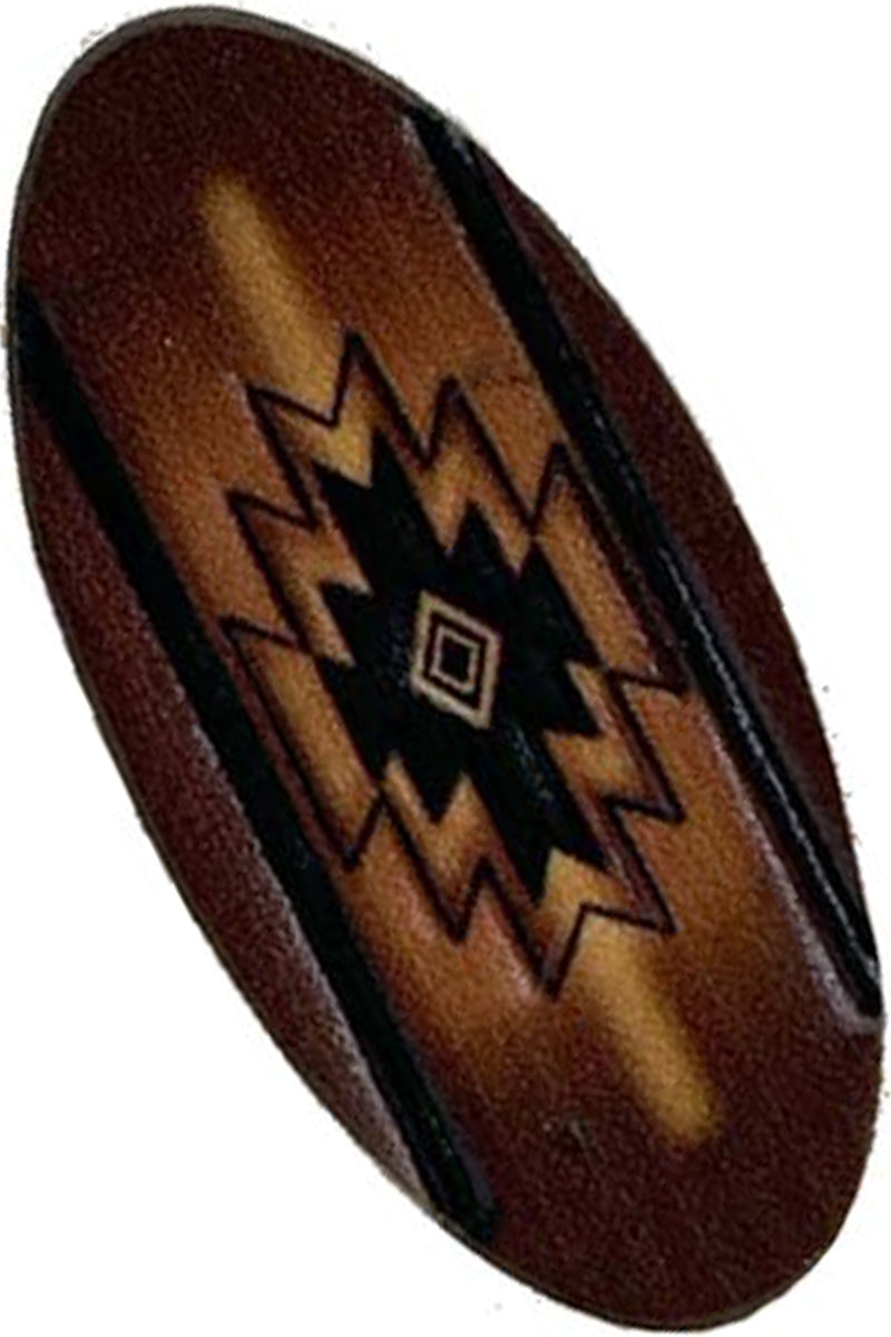 WESTERN CONCHO AZTEC CROSS PATTERN LEATHER HAIR PIN
