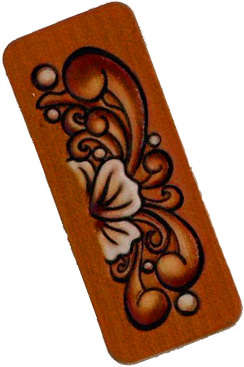 PAISLEY FLOWER PATTERN LEATHER HAIR PIN