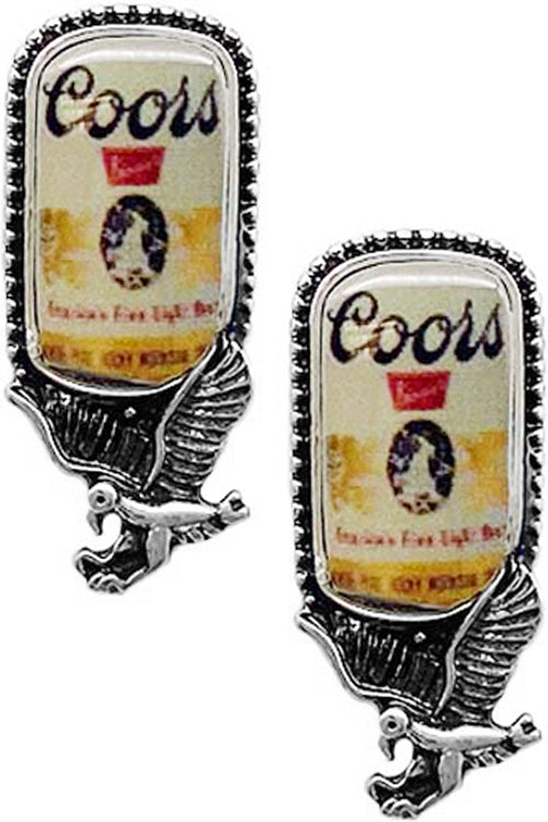 WESTERN CONCHO EAGLE EPOXY DRINK LOGO STUD EARRING