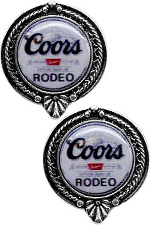 WESTERN CONCHO EPOXY DRINK LOGO ROUND STUD EARRING