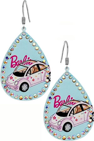 AB RHINESTONE CAR TEARDROP CASTING FISH HOOK DANGLING EARRING