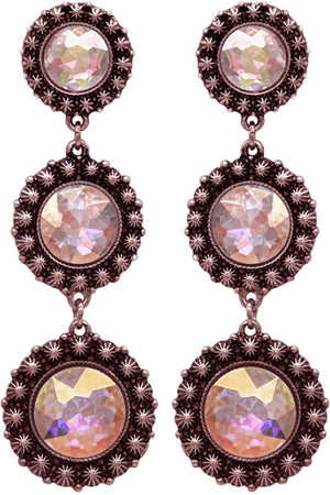 WESTERN CONCHO ROUND GLASS STONE DROP EARRING