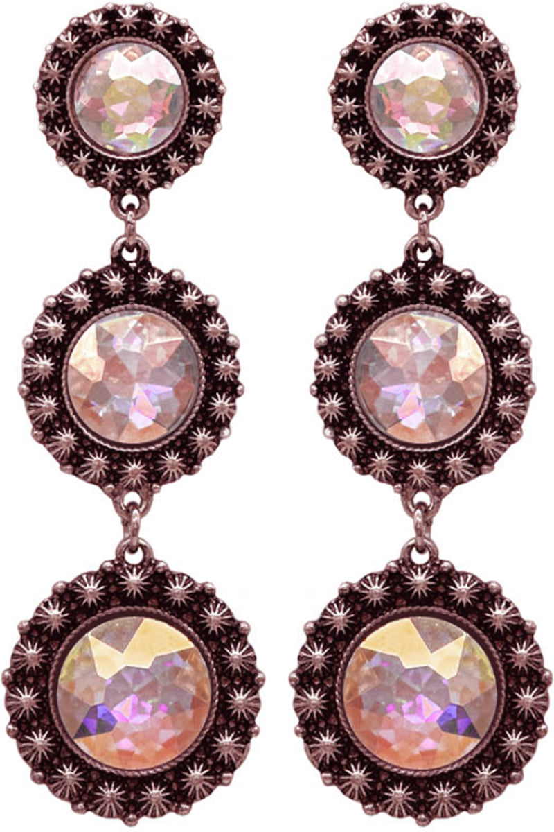 WESTERN CONCHO ROUND GLASS STONE DROP EARRING