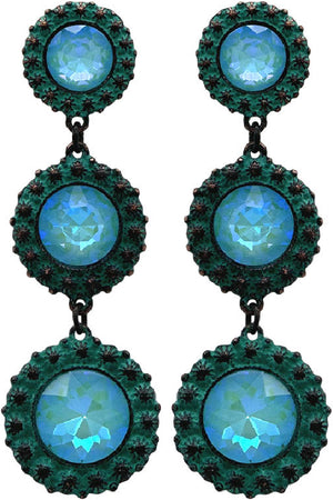 WESTERN CONCHO ROUND GLASS STONE DROP EARRING