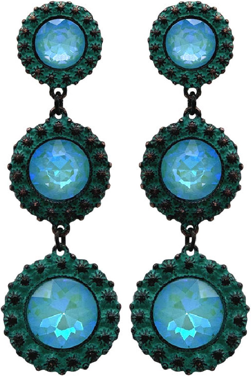 WESTERN CONCHO ROUND GLASS STONE DROP EARRING