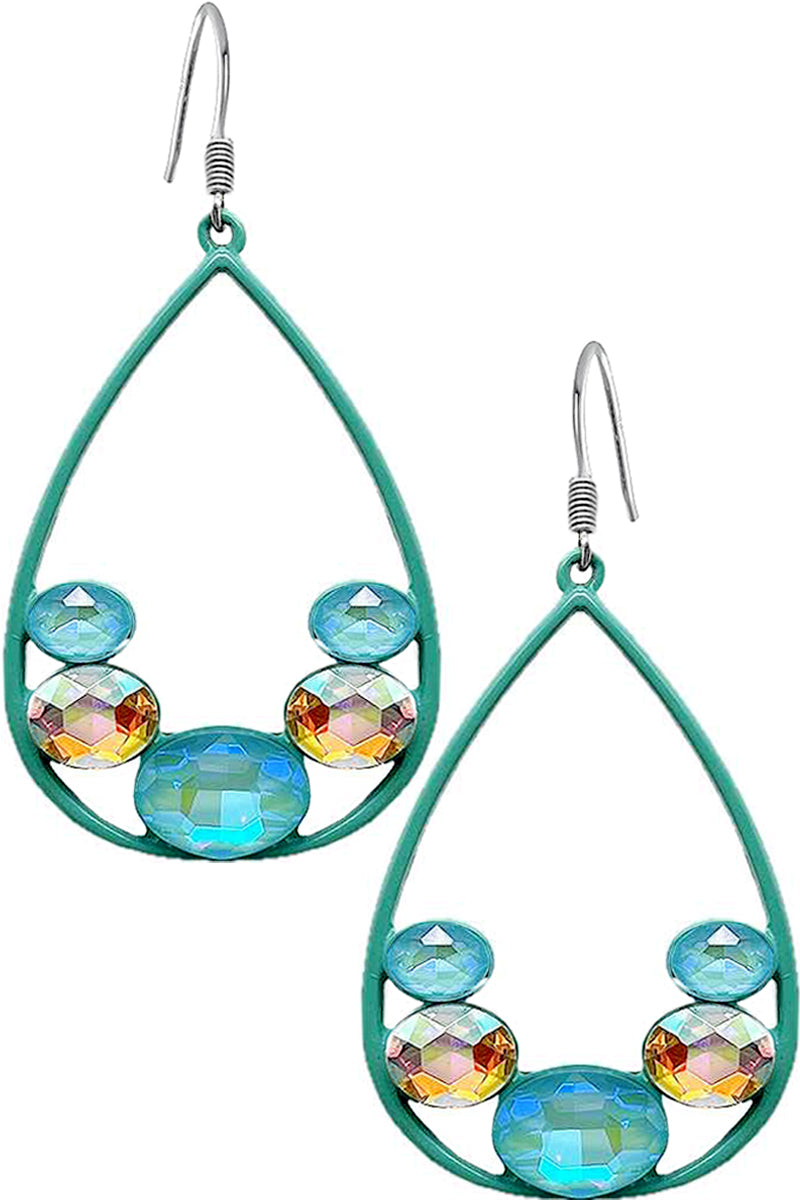 GLASS STONE EPOXY TEARDROP EARRING