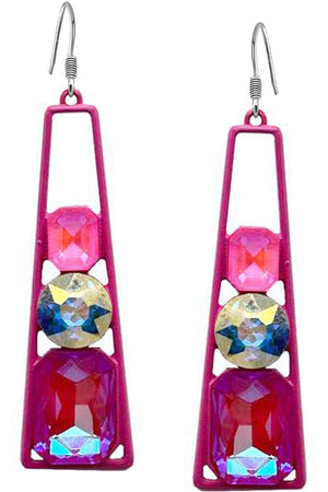 GLASS STONE EPOXY TRAPEZOID EARRING