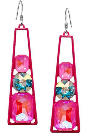 GLASS STONE EPOXY TRAPEZOID EARRING