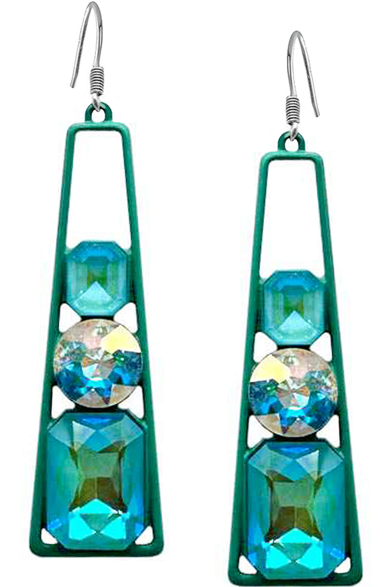 GLASS STONE EPOXY TRAPEZOID EARRING