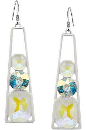 GLASS STONE EPOXY TRAPEZOID EARRING