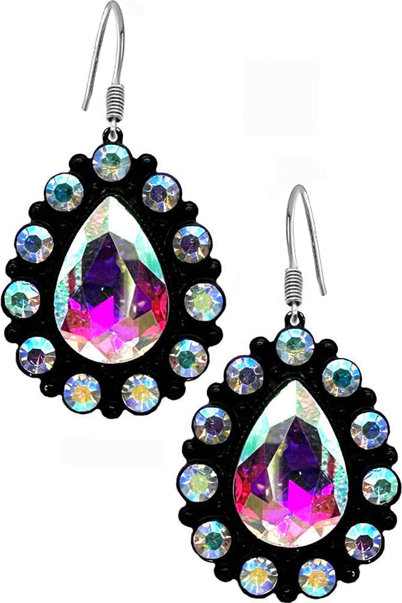 WESTERN CONCHO RHINESTONE TEARDROP EARRING