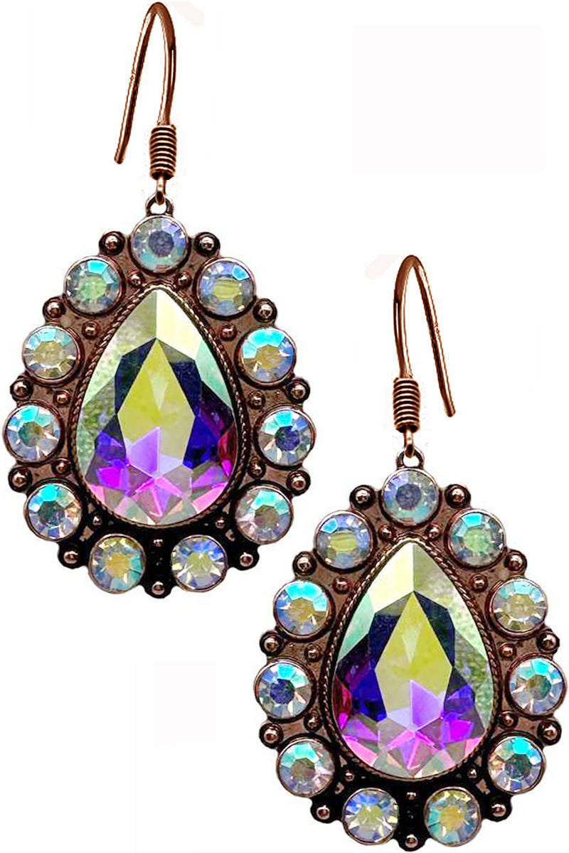 WESTERN CONCHO RHINESTONE TEARDROP EARRING