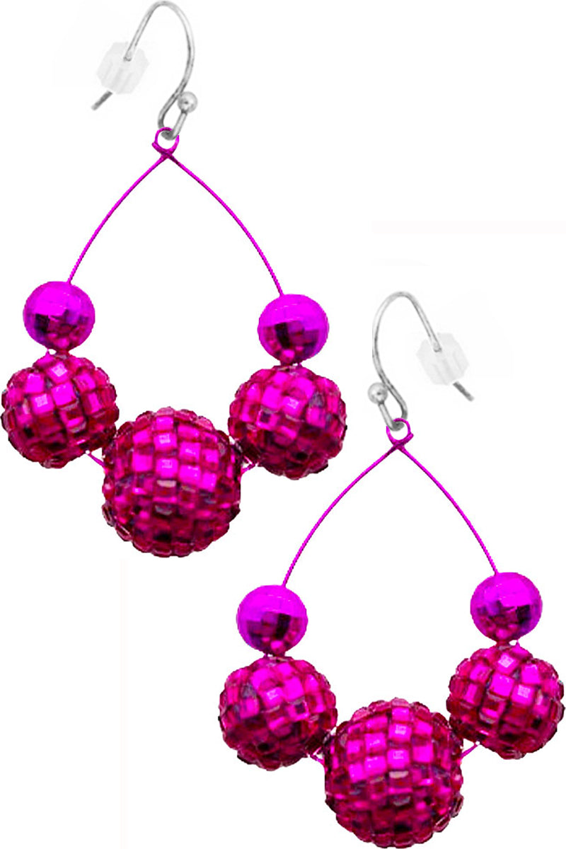 BLING BLING DISCO BALL RHINESTONE TEARDROP WIRE EARRING