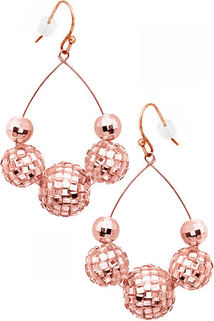 BLING BLING DISCO BALL RHINESTONE TEARDROP WIRE EARRING