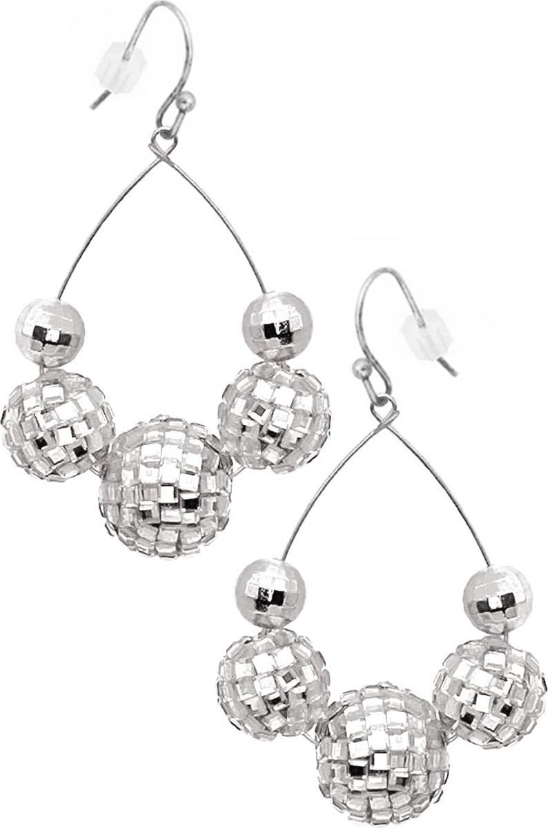 BLING BLING DISCO BALL RHINESTONE TEARDROP WIRE EARRING