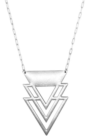 GEOMETRIC AZTEC DESIGN CHEVRON ARROW CASTING PENDANT LOBSTER CLUSTER LONG CHAIN NECKLACE