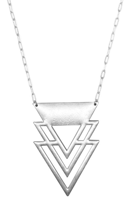 GEOMETRIC AZTEC DESIGN CHEVRON ARROW CASTING PENDANT LOBSTER CLUSTER LONG CHAIN NECKLACE