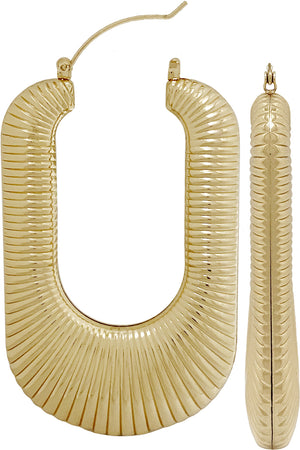 RIBBED TEXTURE STATEMENT HUGGIE HOOP EARRING