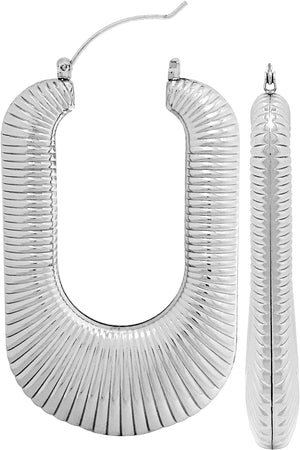 RIBBED TEXTURE STATEMENT HUGGIE HOOP EARRING