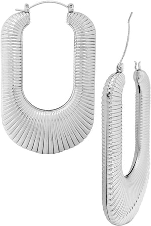 RIBBED TEXTURE STATEMENT HUGGIE HOOP EARRING