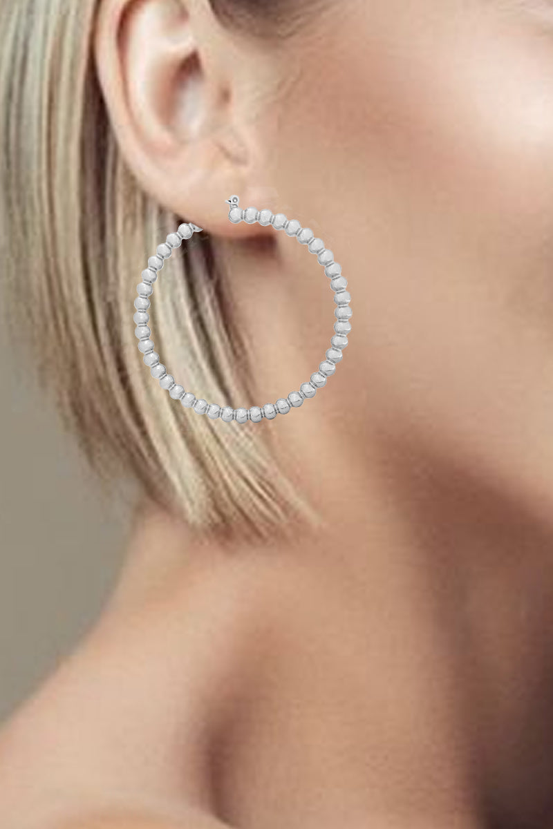 BALL PATTERN HOOP EARRING