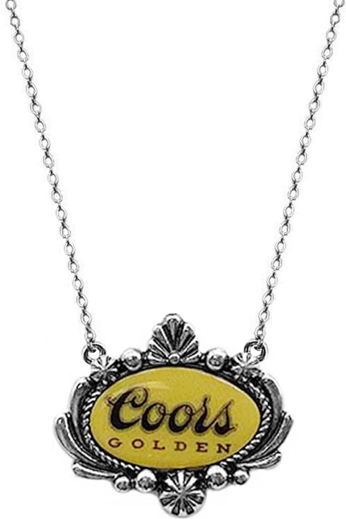 WESTERN CONCHO DRINK LOGO PENDANT CHAIN NECKLACE