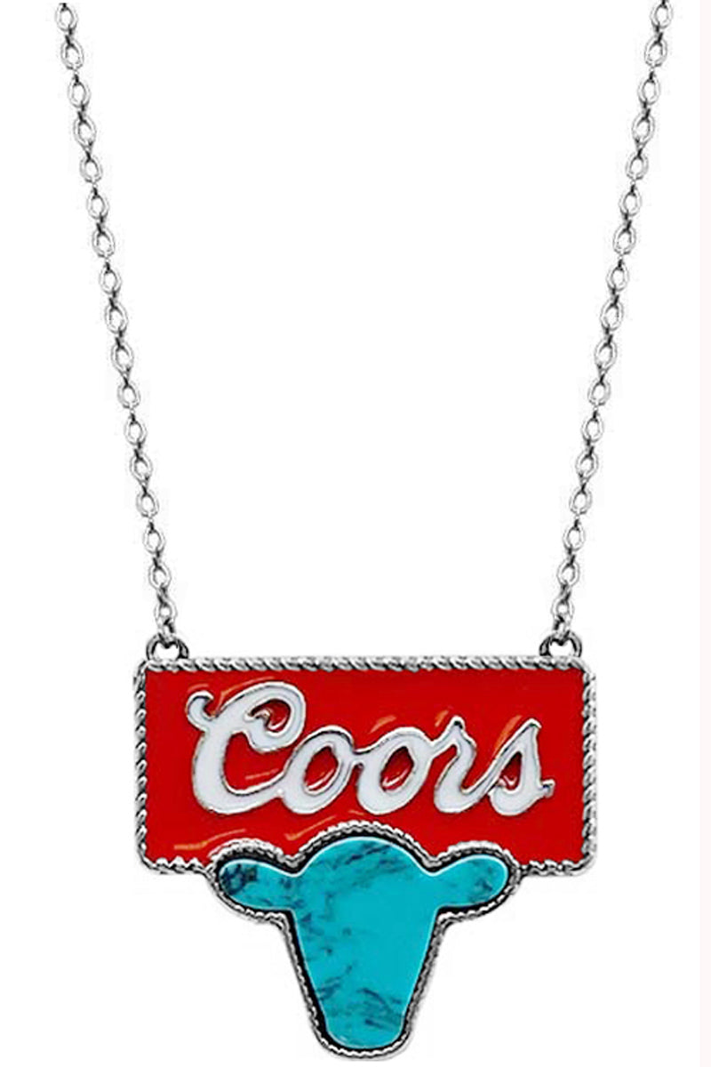 CABLE BAR EPOXY DRINK LOGO TQ COWHEAD NECKLACE