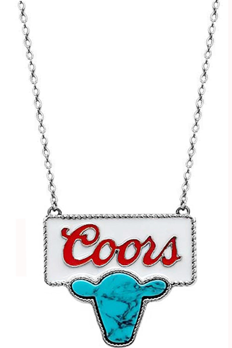 CABLE BAR EPOXY DRINK LOGO TQ COWHEAD NECKLACE