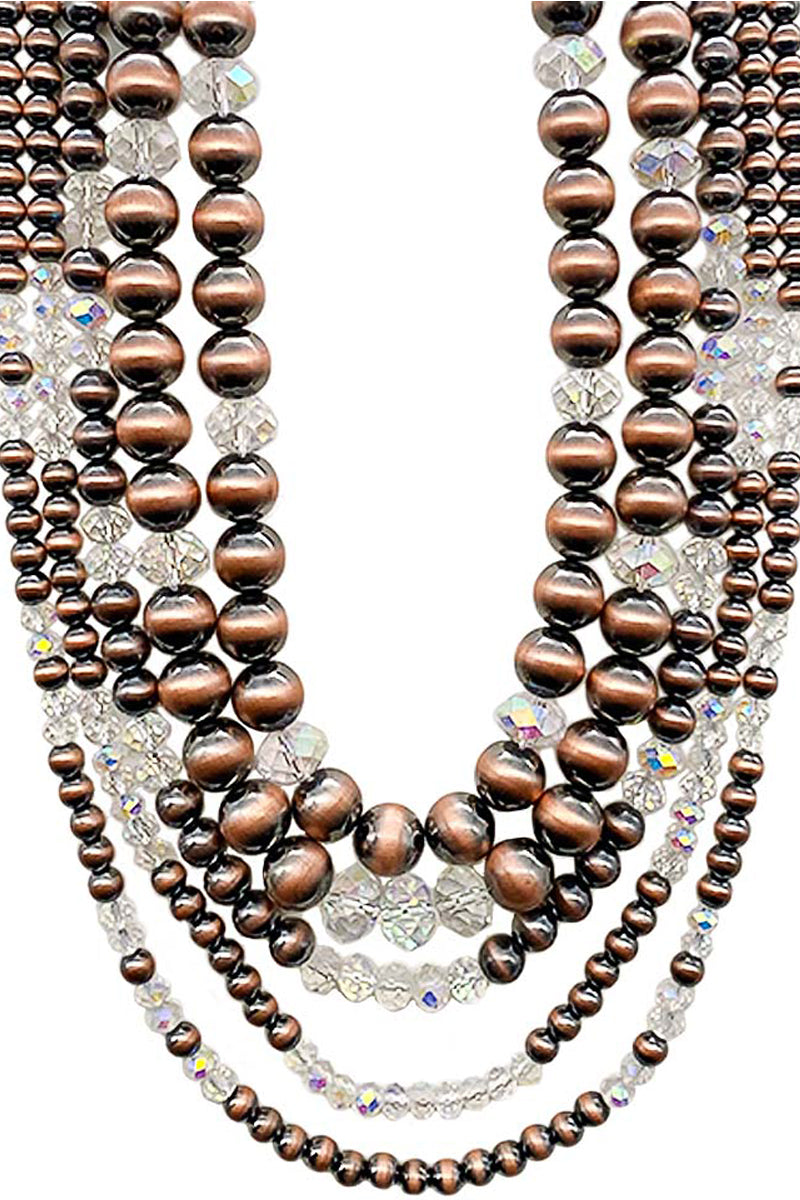 WESTERN NAVAJO PEARL GLASS CRYSTAL BEAD NECKLACE
