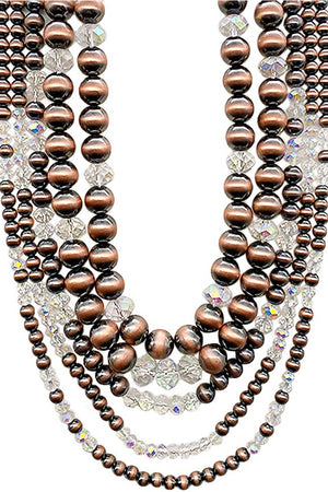 WESTERN NAVAJO PEARL GLASS CRYSTAL BEAD NECKLACE