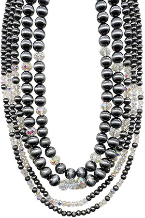 WESTERN NAVAJO PEARL GLASS CRYSTAL BEAD NECKLACE