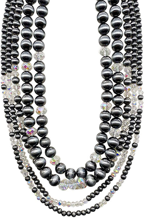 WESTERN NAVAJO PEARL GLASS CRYSTAL BEAD NECKLACE