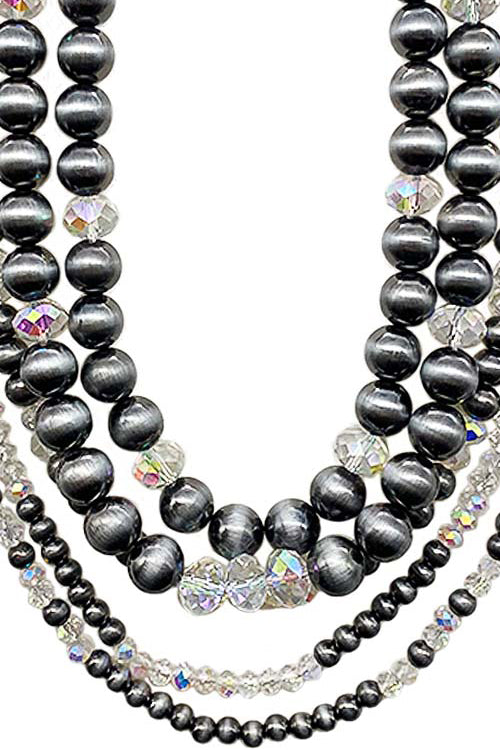 WESTERN NAVAJO PEARL GLASS CRYSTAL BEAD NECKLACE