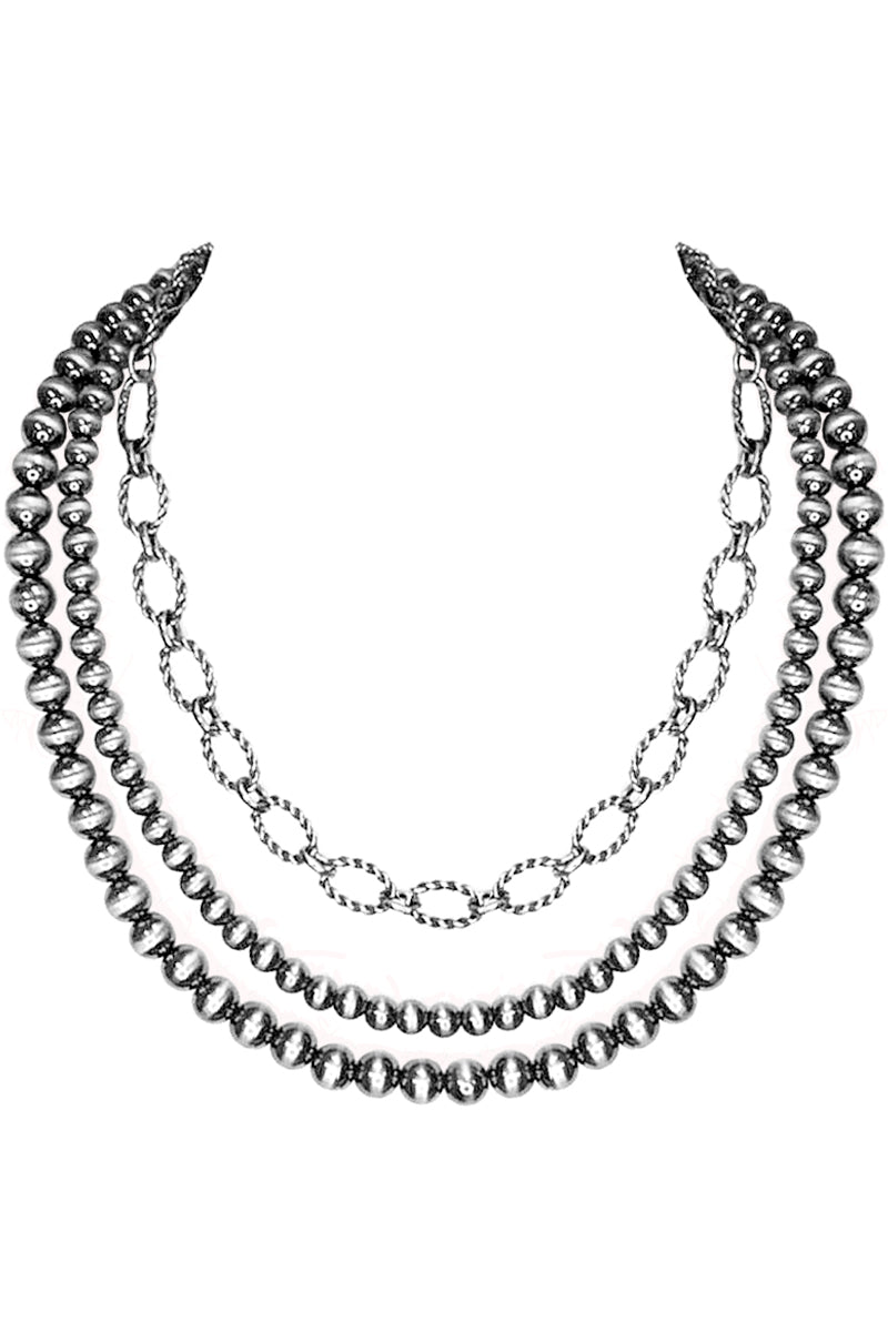 WESTERN NAVAJO PEARL CABLE OVAL CHAIN NECKLACE
