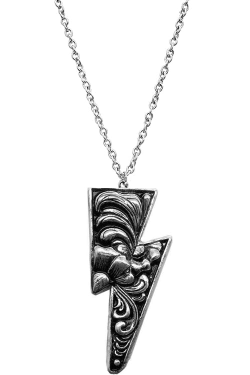 PAISLEY TEXTURED THUNDERBOLT PENDANT NECKLACE